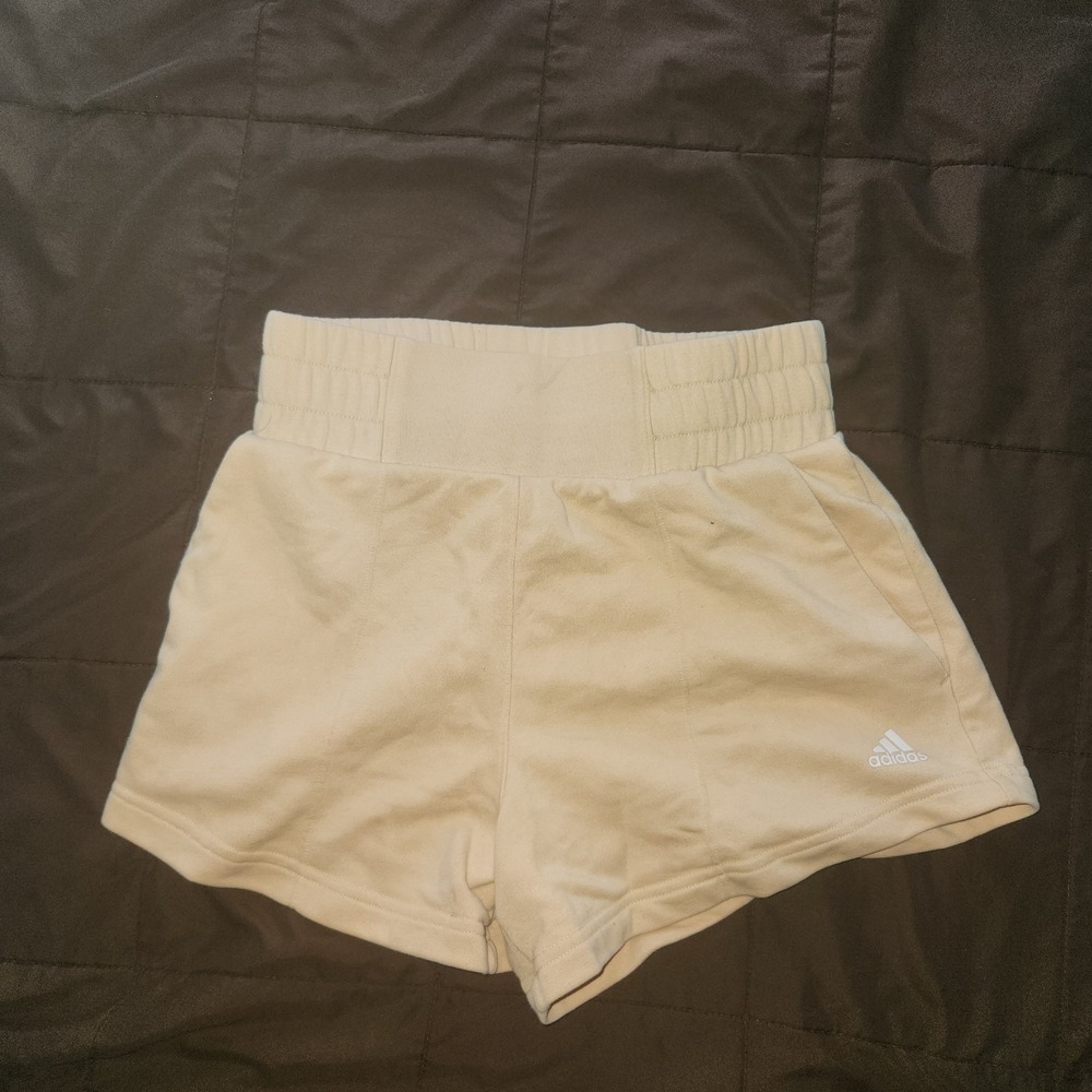 ADIDAS Women Hyperglam French Terry 4" Shorts | Pulse Amber (Peach) |Size S